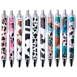 Cowhide Pens 10PC Cow Print Pattern Pen for Office School Western Highland Cow Style Design Black Ink for Writing Unique Gifts for Women Office Supplies Perfect for Cowboy Cowgirl Students