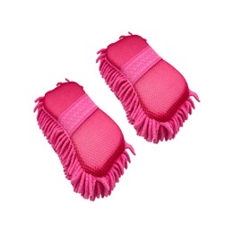 Mirrorever Microfiber Car Wash Sponge-Non-Scratch Wash Mitt-Two Sided Chenille Microfiber Washing Sponge-Mitt for Cars, Trucks, SUVs, Boats(2 Pack Pink)
