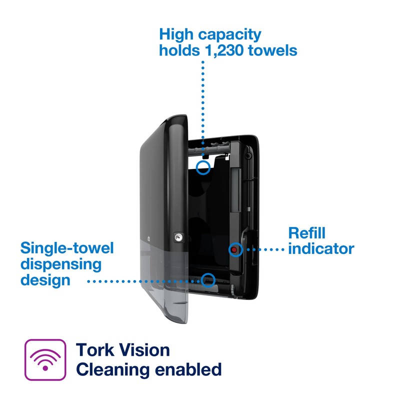 Tork PeakServe Mini Continuous Paper Hand Towel Dispenser Black H5,