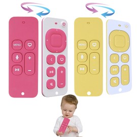 2pcs Juguetes de Silicona para la Dentición，Mordedera para niños，Juguetes para niños de 0 a 6 Meses para Aliviar el Dolor de Denticion，Puede Aliviar el Dolor de Encías, Sin BPA(Rosa + Amarillo)