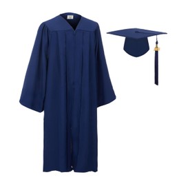 GradClassical Unisex Matte Graduation Gown Cap Tassel Set 2025 for High School and Bachelor (Navy 51" Plus (5'6"-5'8"))