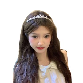 Crystal Tiara Crown Headband Princess Elegant Crown Women Girls Bridal Wedding Prom Birthday Part (Pale Gold) (silvery)