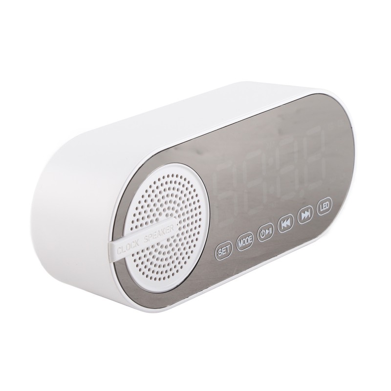 Bluetooth Speaker Dual Alarm Clock Bluetooth5.0 Mirror Clock Speaker Rechargeable