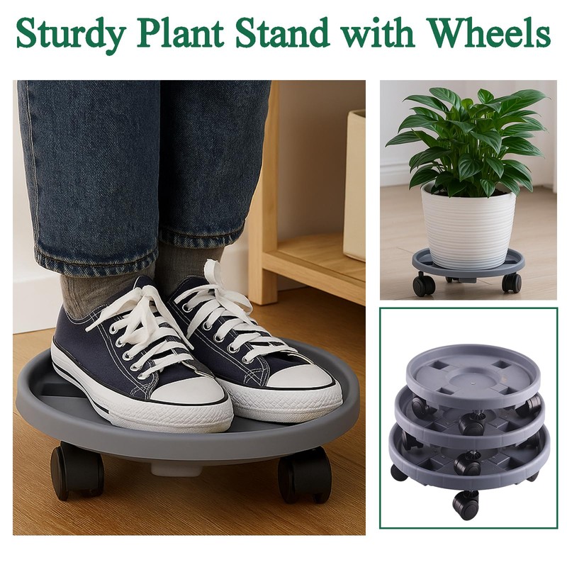 Tulpeed Rolling Plant Stand with Wheels 5 Pack 15.7 Inch