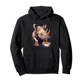 Rhino Eating Ramen Japanese Noodles Animal Art Ramen Lover Pullover Hoodie
