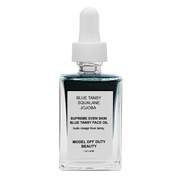 Model off Duty Beauty Supreme Even Skin Blue Tansy Face Oil | Made with Natural & Vegan Ingredients | Brightening Serum Anti Aging Collagen Support Acne Fighting Dark Spot Corrector Facial Moisturizer
