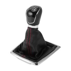 TUCKBOLD 5 Speed Manual Gear Shifter Knob with Cover for Ford Focus 2 MK2 | Gearbox Stick Shifter Lever Knob Black Red Plastic Faux Leather 1 Pcs
