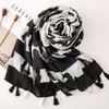 WHITE FANG MA039 Women's Stole Scarf, Cotton, Linen, Leopard Pattern,