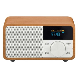【Domestic Genuine Product】Sangean WR-305 with OLED Display, Wide FM Compatible FM Radio and Bluetooth Speaker, Cherry, Wood Cabinet, Palm-sized Compact Speaker with Alarm Function