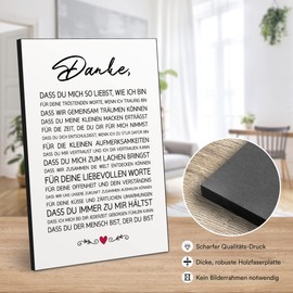 ARTFAVES® Holzbild mit Spruch - Danke DASS du Mich so liebst | modernes Holzschild schwarz-Weiss zur Dekoration oder als Geschenk zum Thema Liebe/Familie/Liebe/Freundschaft