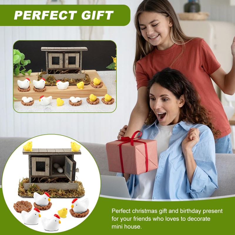 Fairy Garden Mini Chicken Coop Decor, 26-Piece Farm Scene Set