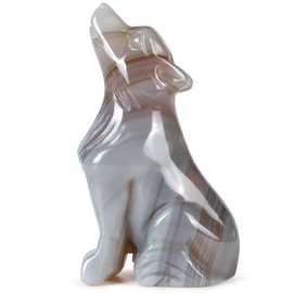 SM SMQARTCRYSTAL 2" Dragon Blood Stone Carved Crystal Wolf Statue and Figurine Ornament Wildlife Animal Wolves Sculpture Wolf Gifts For Men Women