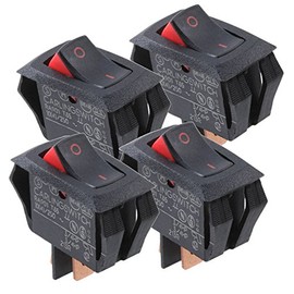 Carling Technologies RA901-VB-B-9-V X4 Switch, Rocker, Spst, 16A, 250V, Black (Pack of 4)