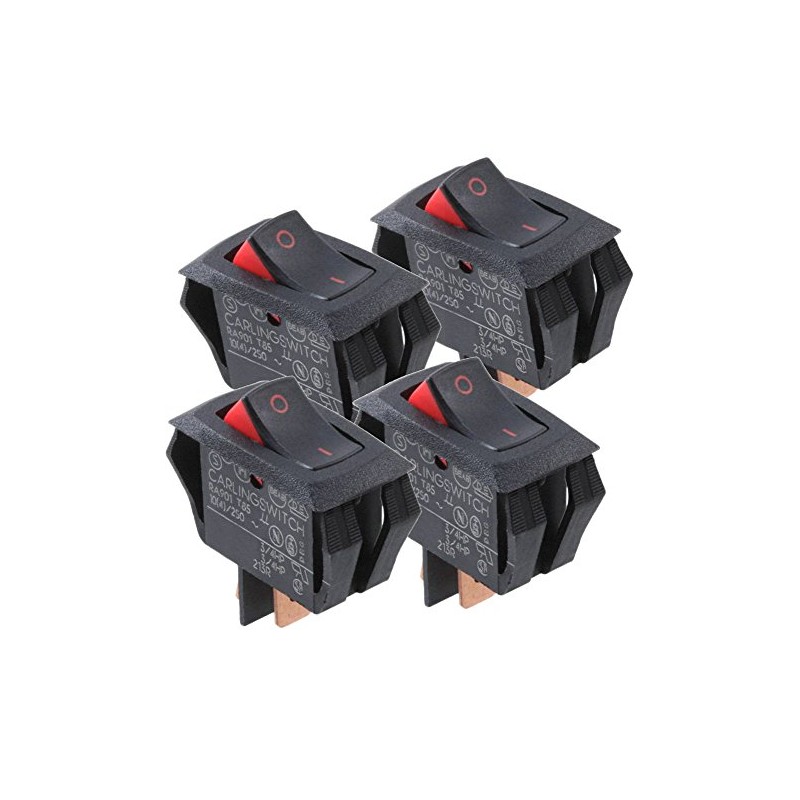 Carling Technologies RA901-VB-B-9-V X4 Switch, Rocker, Spst, 16A, 250V, Black
