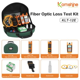 Optical Fiber FTTH Loss Tester Kit Komshine KLT-12E Fiber Toolkit with Optic Power Meter KPM-11 OPM+Optical Light Source SM 1310/1550nm OLS+Visual Fault Locator VFL +Jump Cable 1m