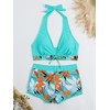 Traje de baño de dos piezas para mujer, floral, tropical,