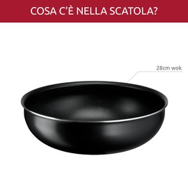Lagostina Ingenio Essential Plus Wok Wok Diameter 28 cm, Non-Stick Aluminium Pan for Gas and Oven, with Thermal Signal Cooking Display, Usable with Removable Handle