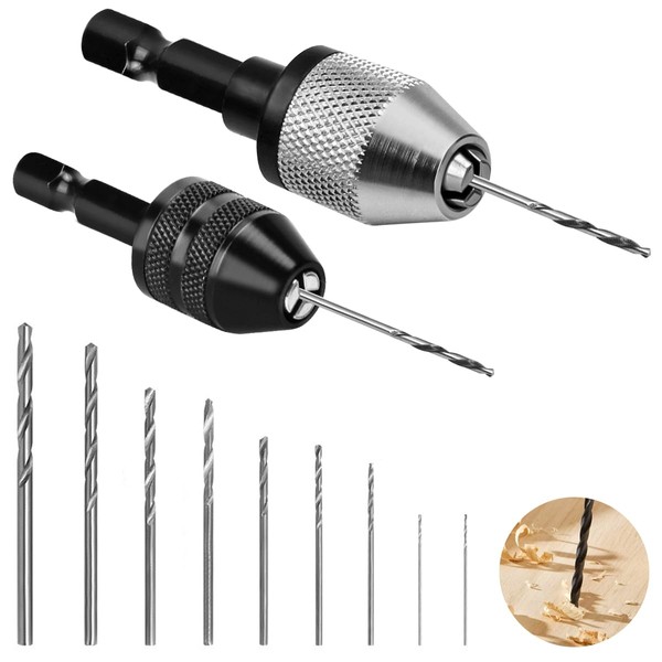 2 pieces drill chuck aluminium alloy with 10 pieces twist