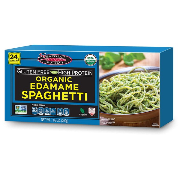 Seapoint Farms Organic Edamame Spaghetti, Healthy Gluten-Free Noodles, 12-Pack
