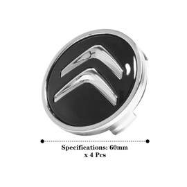 Fsaklaskdy Pack of 4 Wheel Hub Caps, 60 mm Hub Caps, Rim Caps, Replace Compatible, Polished Surface Car Hub Caps, Wheel Hub Cover, Universal ABS Wheel Caps, Black