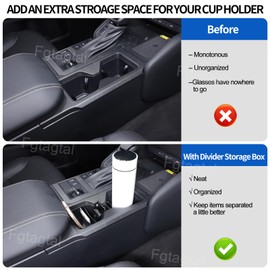 Center Console Cup Holder Divider Storage Box Fit for Toyota Land Cruiser 250 Prado J250 LC250 2024 2025, ABS Central Control Cup Holder Insert Storage Box Tray Organizer Accessories