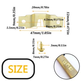 Ruidee Pack of 50 Picture Frame Hangers Set 47 mm Small Picture Frame Hanger with Screws Photo Frame Hanging Hook Holder Made of Stainless Steel for Picture Frames (C-XG/Gold)