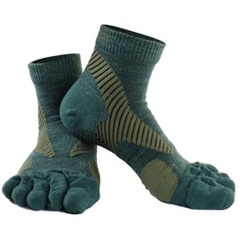 M Magic Sport Merino Wool Blend Non-Slip Above Ankle Toe Socks, Five Finger, Men and Women, Running, Hiking, Cycling, Camping (as1, alpha, l, x_l, regular, regular, Green)