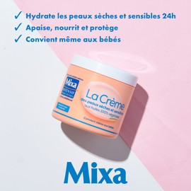 Mixa Intensif - Crème Visage, Corps, Mains - Pour Peaux Sèches & Sensibles - Huiles 100% Végétales - 400 ml