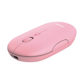 Trust Puck Wiederaufladbare Kabellose Maus, Bluetooth und 2.4 GHz Verbindung via USB-Mikroempfänger, DPI Einstellbar 800/1200/1600, Ergonomisch, Funkmaus für PC/Mac/Computer/Laptop/MacBook - rosa