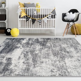 Area Rug Washable Rug 3x5: Small Modern Abstract Rug Anti-Slip Backing Doormat Stain Resistant Soft Indoor Carpet for Living Room Bedroom Kitchen Bathroom Hallway(Grey,3'x5')