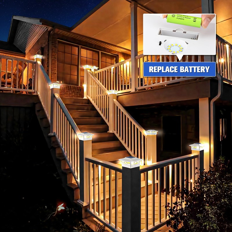 VOLISUN Solar Post Cap Lights: 2 - Pack Outdoor Post
