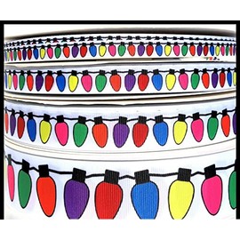 Ribbon Bows Crafts Ribbons for Gifts Wrapping Party Wedding - 3/8" 3yds Christmas Lights Bulbs String Grosgrain Ribbon