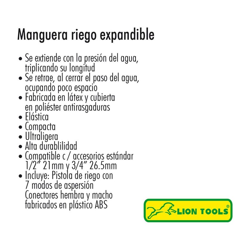 LION TOOLS Manguera de Jardín Expandible 5mts a 15mts HG