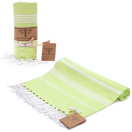 SMYRNA TURKISH COTTON Classical Series Original Turkish Beach Towel | Prewashed, 37 x 71 Inches | Peshtemal and Turkish Bath Towel for SPA, Beach, Pool, Gym and Bathroom