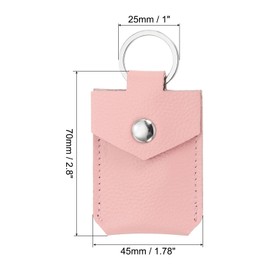 PATIKIL Leather Key Fob, 2 Pack Genuine Leather Keys Cover Portable Key Rings Air Tag Holder for Home Office Cars Keys ID Key Cards, Pink