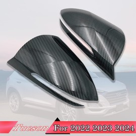 MUXEE 2PCS New Sports Rear Mirror Cover Caps for Hyundai Tucson 2022 2023 2024 2025 ABS Side Door Wing Mirror Cap Covers Exterior car Accessories -Carbon Fibe（Suitable for Models with Turn Signals
