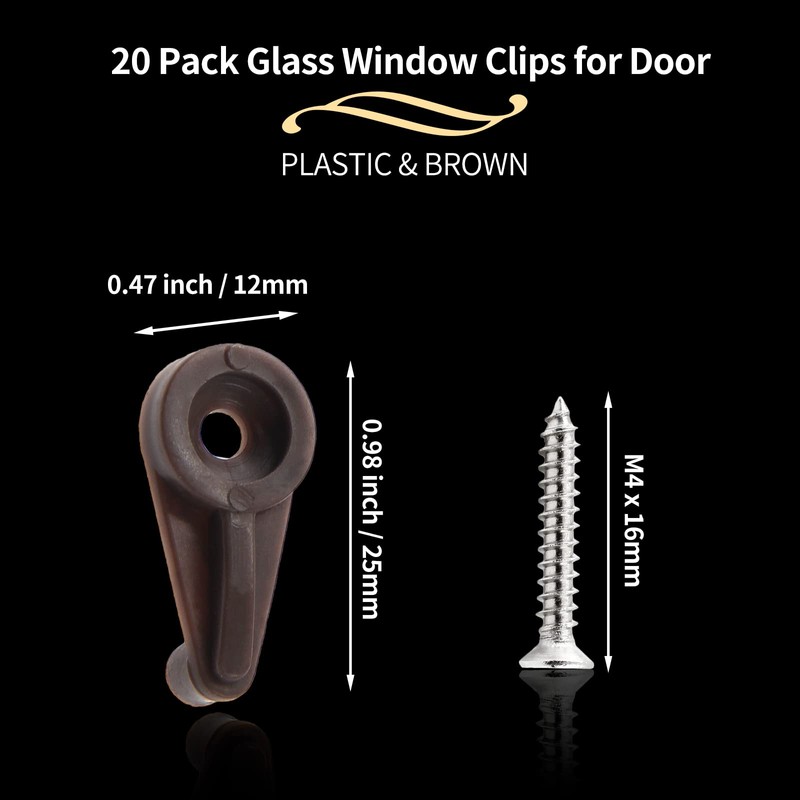 Qjaiune 20 Pack Glass Window Clips Brown Retainer Clips, Glass
