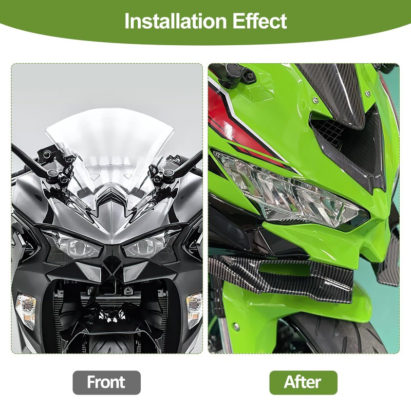 for Kawasaki Ninja 500 Z500 Ninja500 Motorcycle Front Fairing Winglet