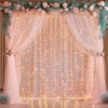10×10ft Peach Tulle Backdrop Curtain with Lights String for Parties,