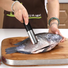 OUGPIU Electric Fish Scale Stainless Steel Fish Scaler with Protective Cover, Professional Scaler Fish Tool Fish Scraper, Seafood Tools for Fish Markets, Restaurants, Kitchens (Black)