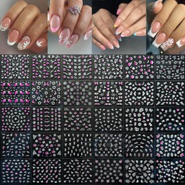 30 Sheets Flower Nail Art Stickers Pink White Flower Nail Stickers 3D Self Adhesive Cute Daisy Floral Nail Decals Nail Supplies Nail Art Design Decoration Accessories for Women Girls