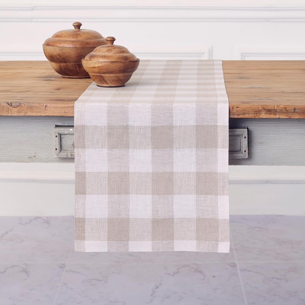 Solino Home Linen Check Table Runner 72 inches Long –