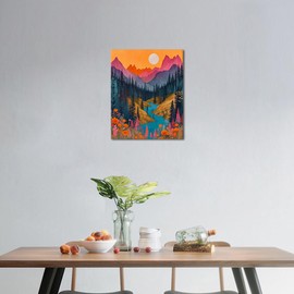 TISHIRON DIY Paint by Numbers Mountain River Flowers Painting by Numbers for Adults and Children with Brushes Sunset Acrylic Painting by Numbers Kits on Canvas Crafts 40 x 50 cm Frameless