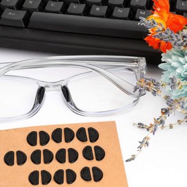 Eyeglass Nose Pads, Nose Pads for Glasses, Adhesive Eye Glasses Nose Pads Non Slip, 2mm Thickness Anti-Slip Nose Pads, Silicone Glasses Nose Grips for Eyeglass Glasses Sunglasses, 10 Pairs(Black)