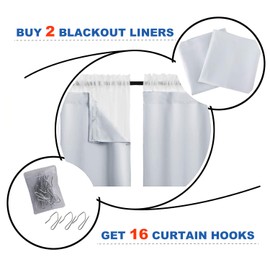 NICETOWN White Curtain Liner Panels - Black Out Drapes Liners for 54 inch Length Curtains, Thermal Insulated Curtains Liner for Windows (Set of 2 Panels, Each is 27" x 50", Greyish White)