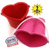 Matty's Toy Stop Beach Gear 6" Plastic Heart Shape Sand Buckets (Pails) Red & Pink Party Set Bundle - 2 Pack