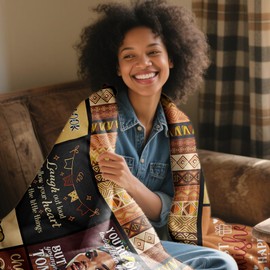 African American 65Th Birthday Gifts for Women, Positive Encouragement Inspirational Bday Gift Blanket 60"X50", 65 Year Old Birthday Gifts for Black Lady Women Mom Sister Friend