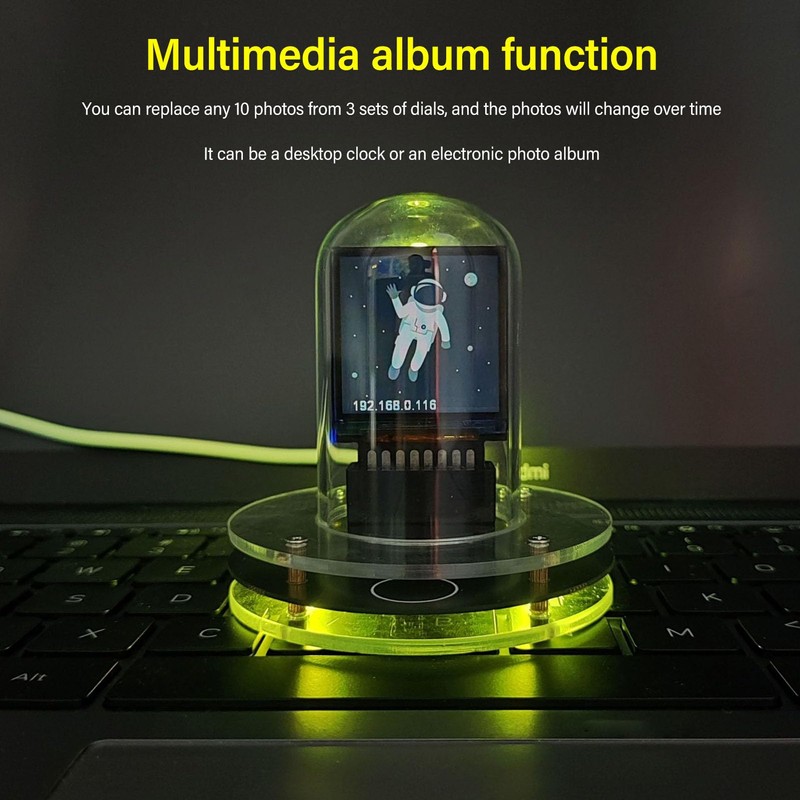 Nixie Tube Clock, 1.54 Inch IPS LCD Screen Weather Display