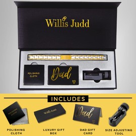 Willis Judd Mens Two Tone Titanium DAD Bracelet Engraved Best Dad Ever with Gift Box & Link Removal Tool