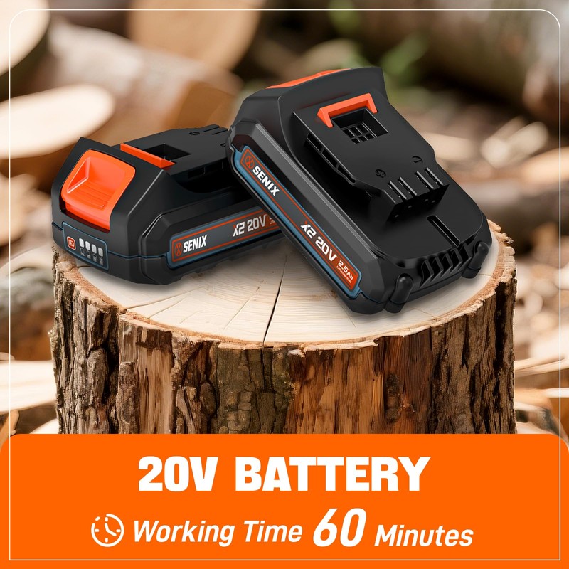 SENIX Chainsaw Cordless, 20V 10" Battery Chainsaw, Brushless Chain Saw,